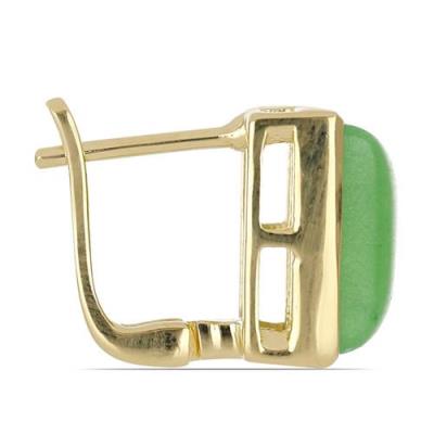 BUY STERLING SILVER NATURAL GREEN JADE BIG GEMSTONE EARRINGS